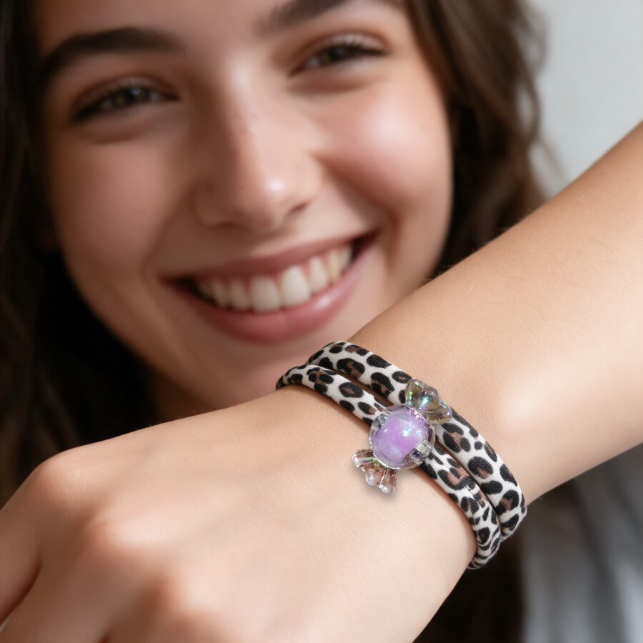 Elastisches Leo Armband mit dem Candy Anhänger im Ibiza Style - In 6 Farben erhältlich