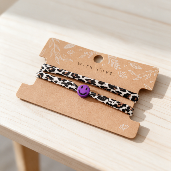 Elastisches Leo Armband mit dem Smiley Anhänger im Ibiza Style - in 7 Farben erhältlich – Bild 14