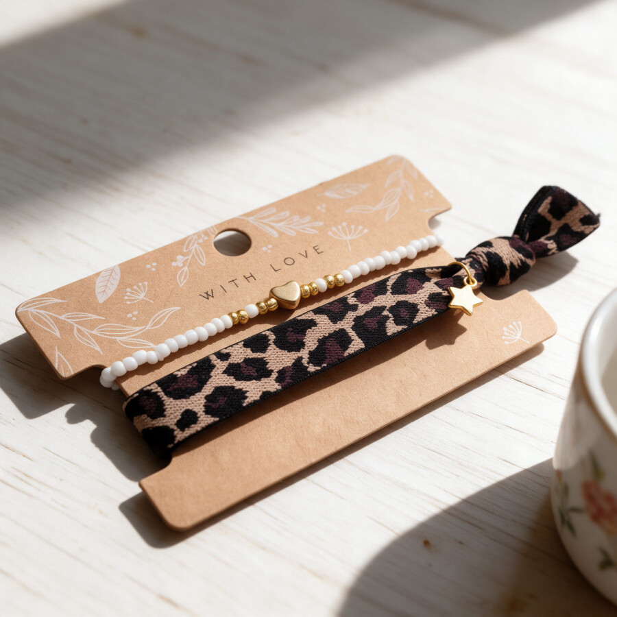 With Love Armband-Set: Wilder Leo-Look trifft auf zarte Eleganz